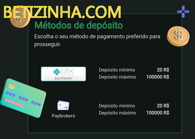 O cassino BETIZINHA.COMbet oferece uma grande variedade de métodos de pagamento